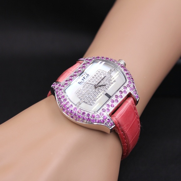 Pink Sapphire Diamond 4.90 Tcw Unisex Luxury Watch